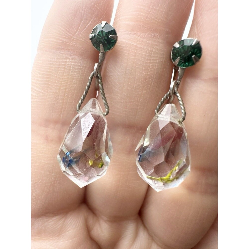 Vintage Faceted Crystal Screw Back Earrings